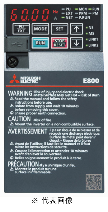 三菱電機 FR-E820-0.4K-1 最小クラスの高性能インバータ FREQROL-E800シリーズ 三相200V インバータND定格容量0.4kw 標準タイプ