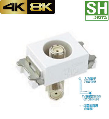 パナソニック WCS3814CW 新4K8K衛星放送対応 埋込高シールドテレビターミナル 電流通過型 10-3224MHz  色セラミックホワイト 対応シリーズ：アドバンス Ｆ型接栓同梱1個